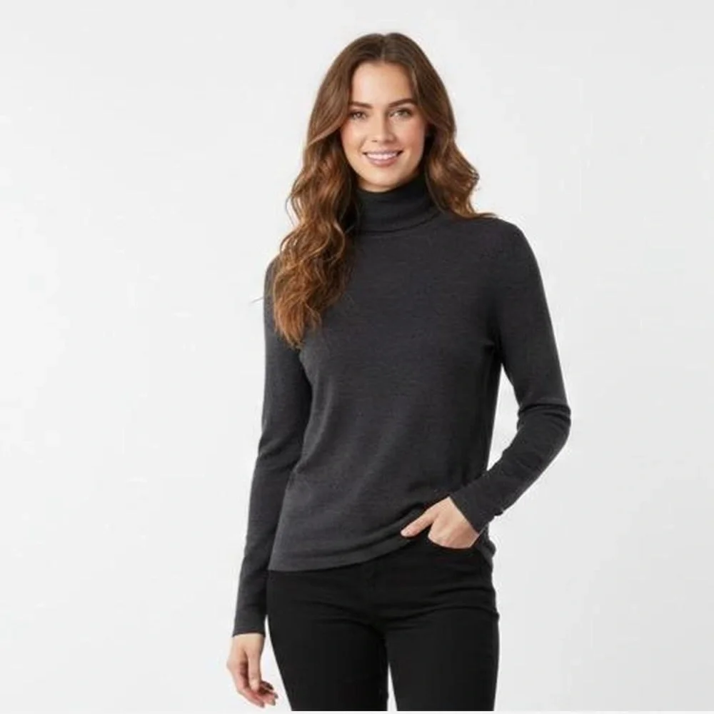 Joseph A. Turtleneck Sweater Silky Charcoal Size Small